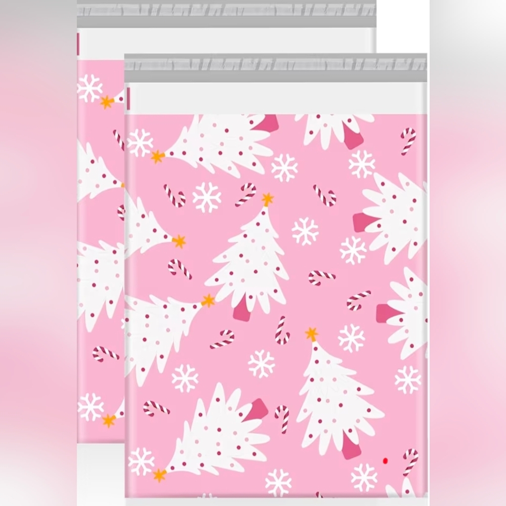 10pcs 14.5x19 Pink Christmas Tree Poly Mailers